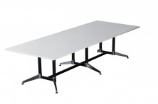 TTR3212 Typhoon Boardroom Table. 3200 X 1200. Black And CHrome Frame. White, Beech, Cherry, Oak